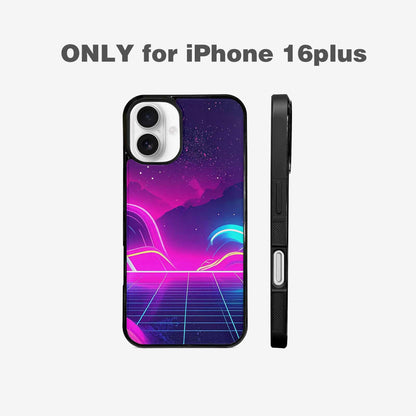 iPhone 16 Plus Case — 1980s Neon Cartoon Art Pattern, Customized Protective Case