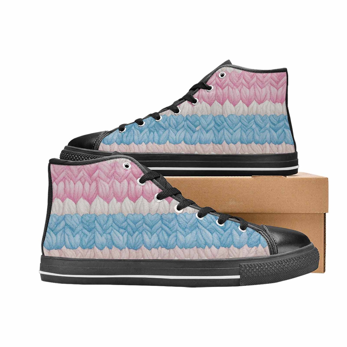 MEN'S Transgender Flag Color High Top Canvas Aesthetic Sneakers