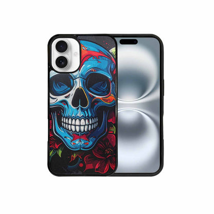 iPhone 16 Plus Case — Graffiti Skull Art Seamless Pattern Vibrant, Custom Phone Case