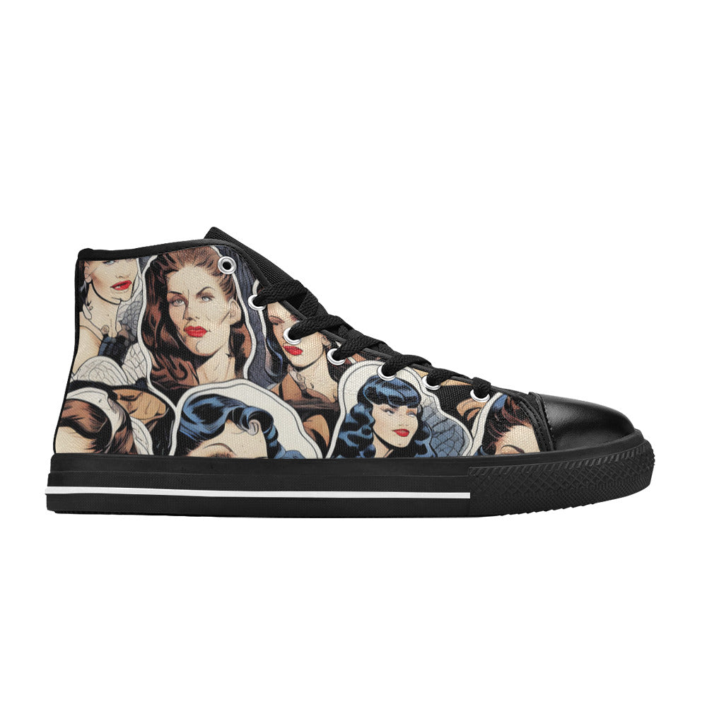 MEN'S Cc Retro Faces Men’S High Top Canvas Cottagecore Custom Sneakers