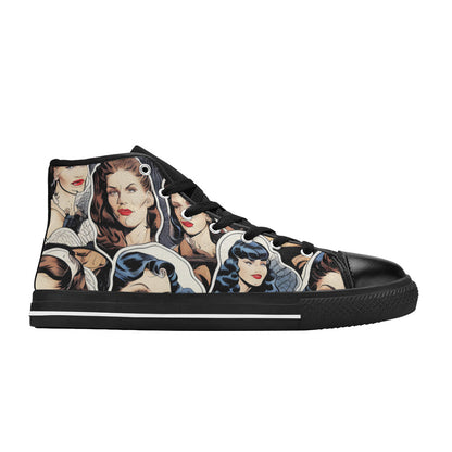 MEN'S Cc Retro Faces Men’S High Top Canvas Cottagecore Custom Sneakers