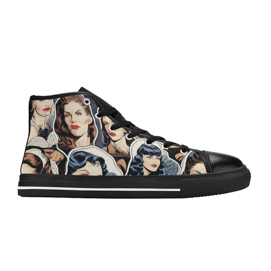 MEN'S Cc Retro Faces Men’S High Top Canvas Cottagecore Custom Sneakers
