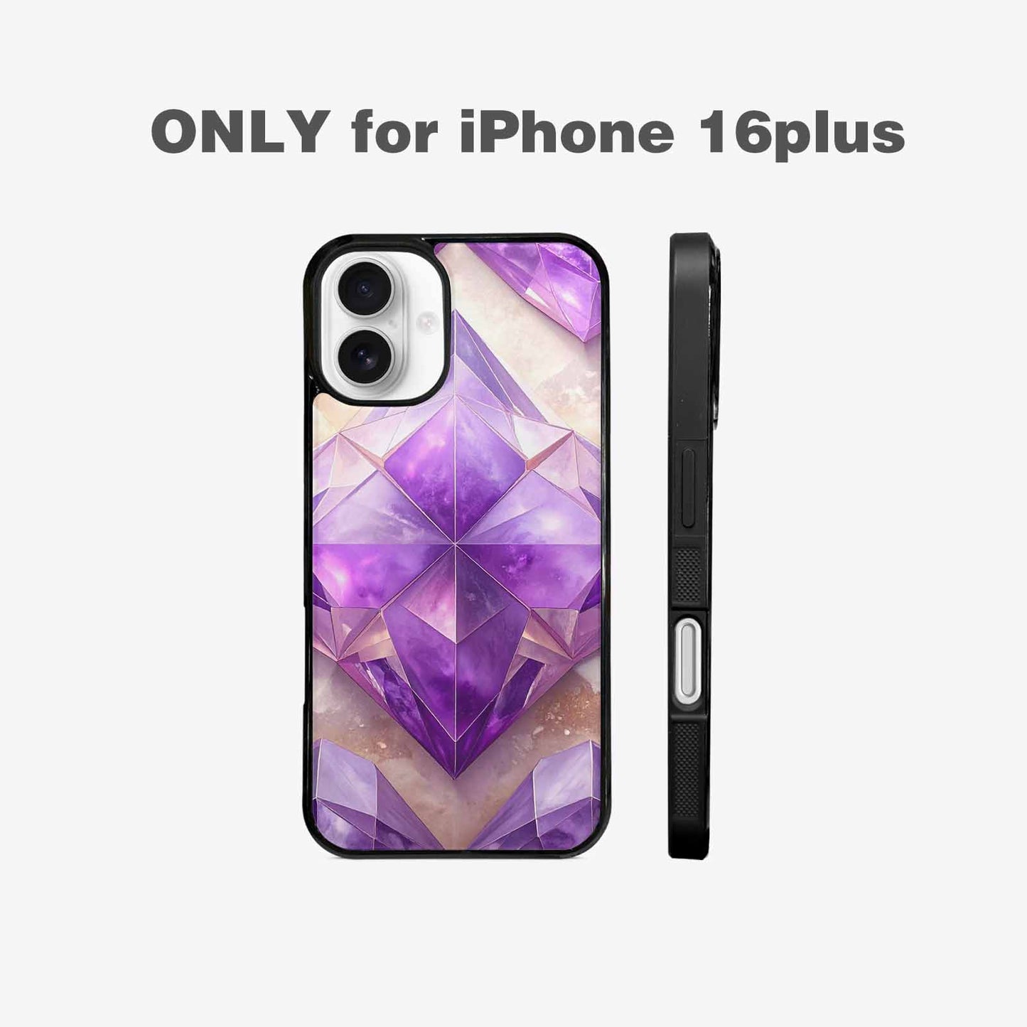 iPhone 16 Plus Case — Amethyst Crystal Art Pattern, Unique Phone Case Design