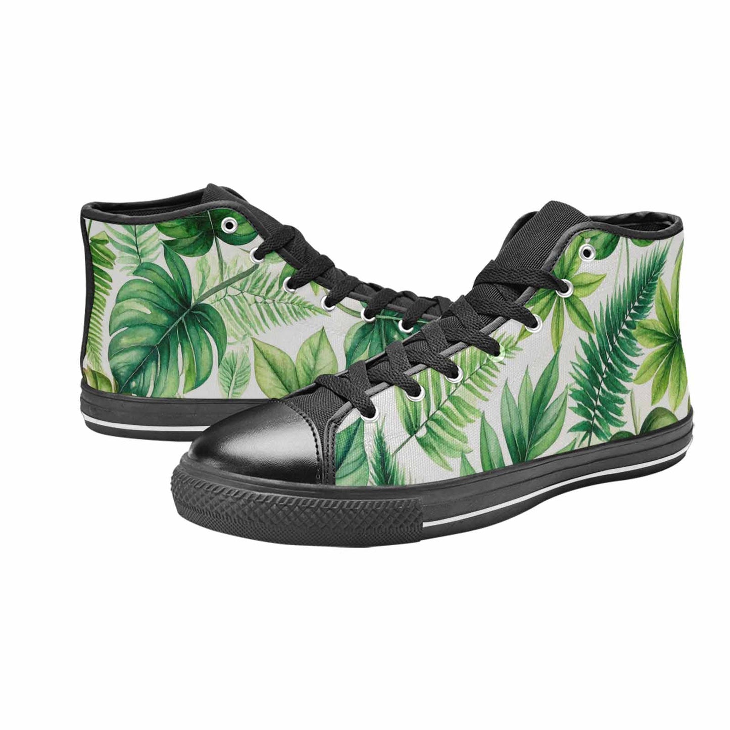 WOMEN'S Seven-Point Palmate Leaf High Top Canvas Vibrant Chaos Sneakers