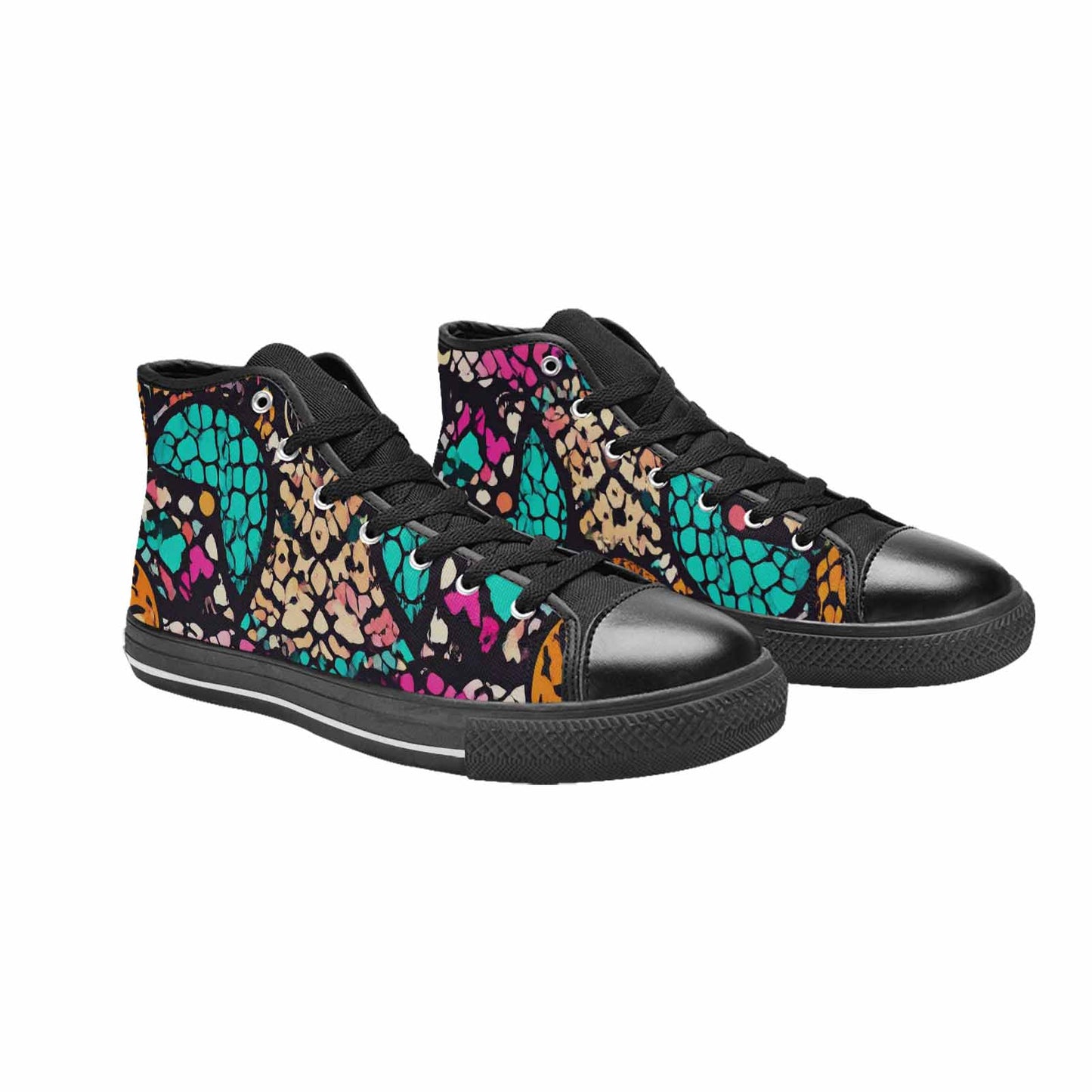 MEN'S Snake Print Skull High Top Canvas Vivid Sneakers