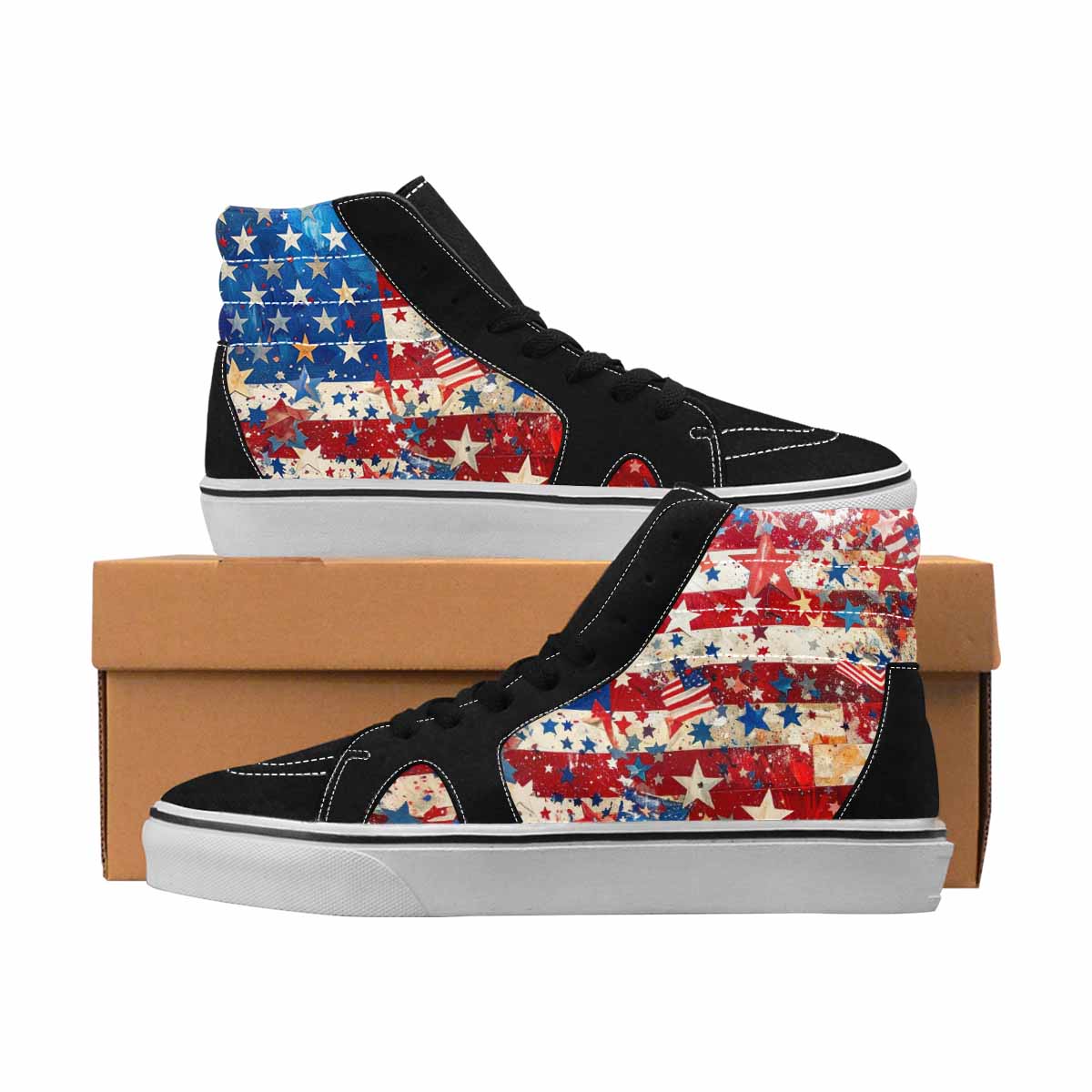 MEN'S Patriotic High Top Canvas Graphic Print Dark Academia Handmade Custom Shoes