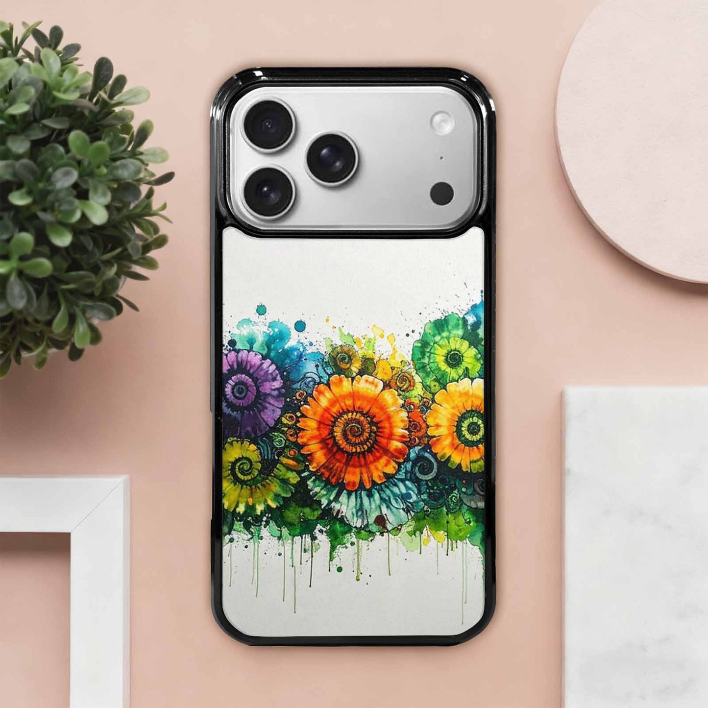 iPhone 17 Pro Max Case — Black &amp; Green Ink Tie Dye, Unique Phone Case Design