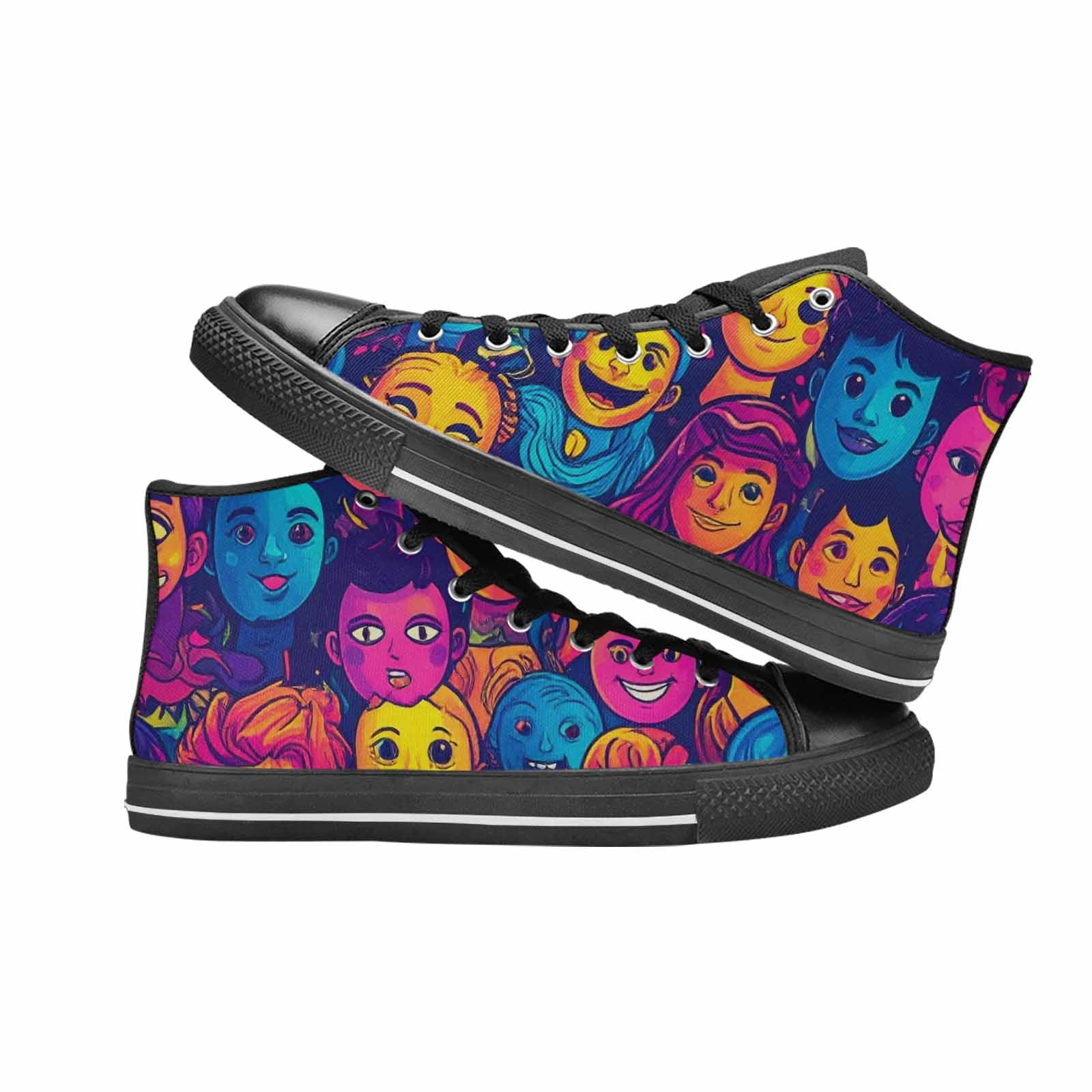 MEN'S Funny Looking Cartoon High Top Canvas Neon Fantasy Custom Sneakers