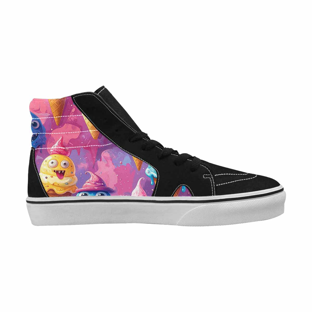 MEN'S Melting Icecream Cone Monster High Top Canvas Dark Academia Custom Sneakers
