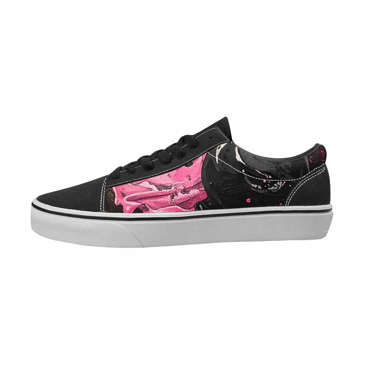 WOMEN'S Ice Cream Black & Pink Ink Canvas Artist-designed Vibrant Chaos All Over Print Shoes