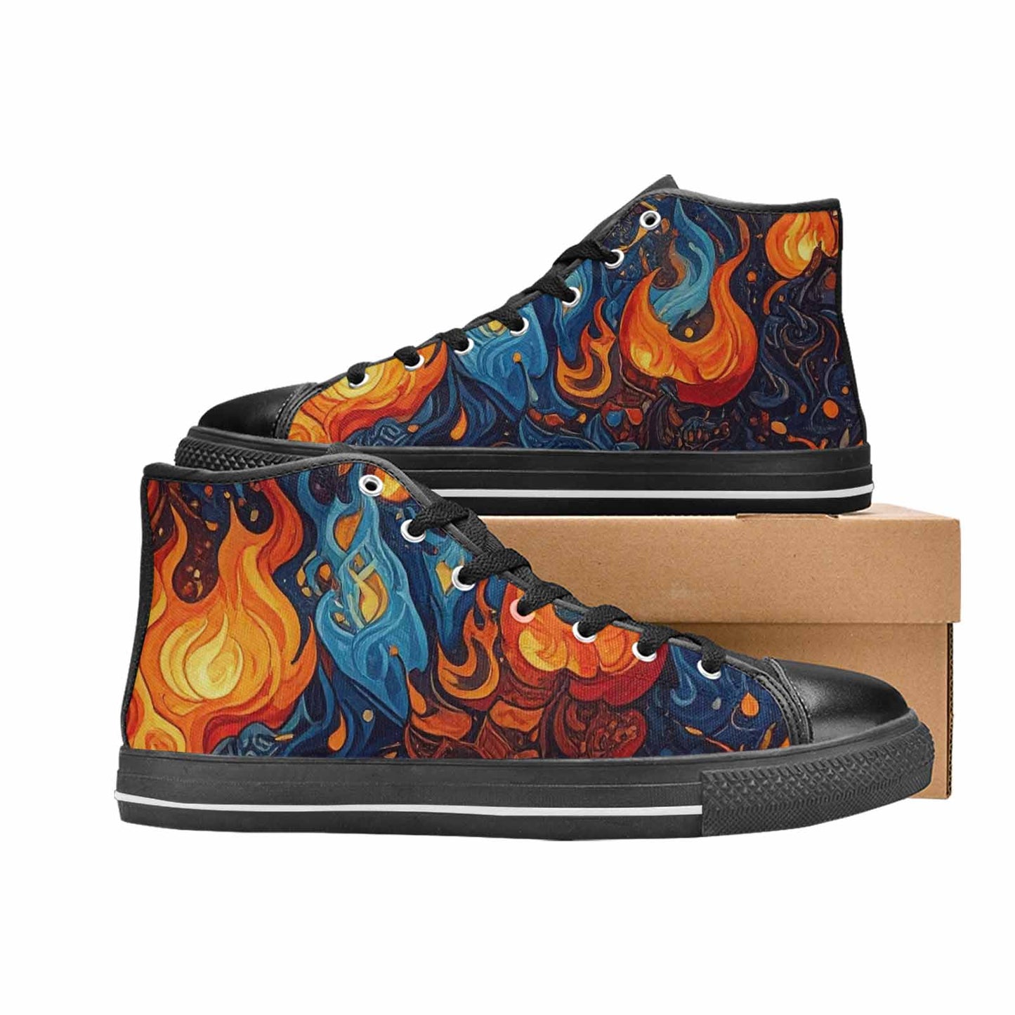WOMEN'S Fire Flame High Top Canvas Dark Academia Sneakers