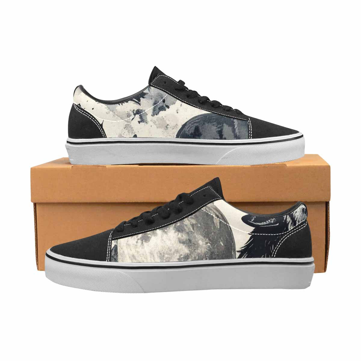 WOMEN'S Wolf Silhouette Moon Canvas Lace-Up Surreal Shoes