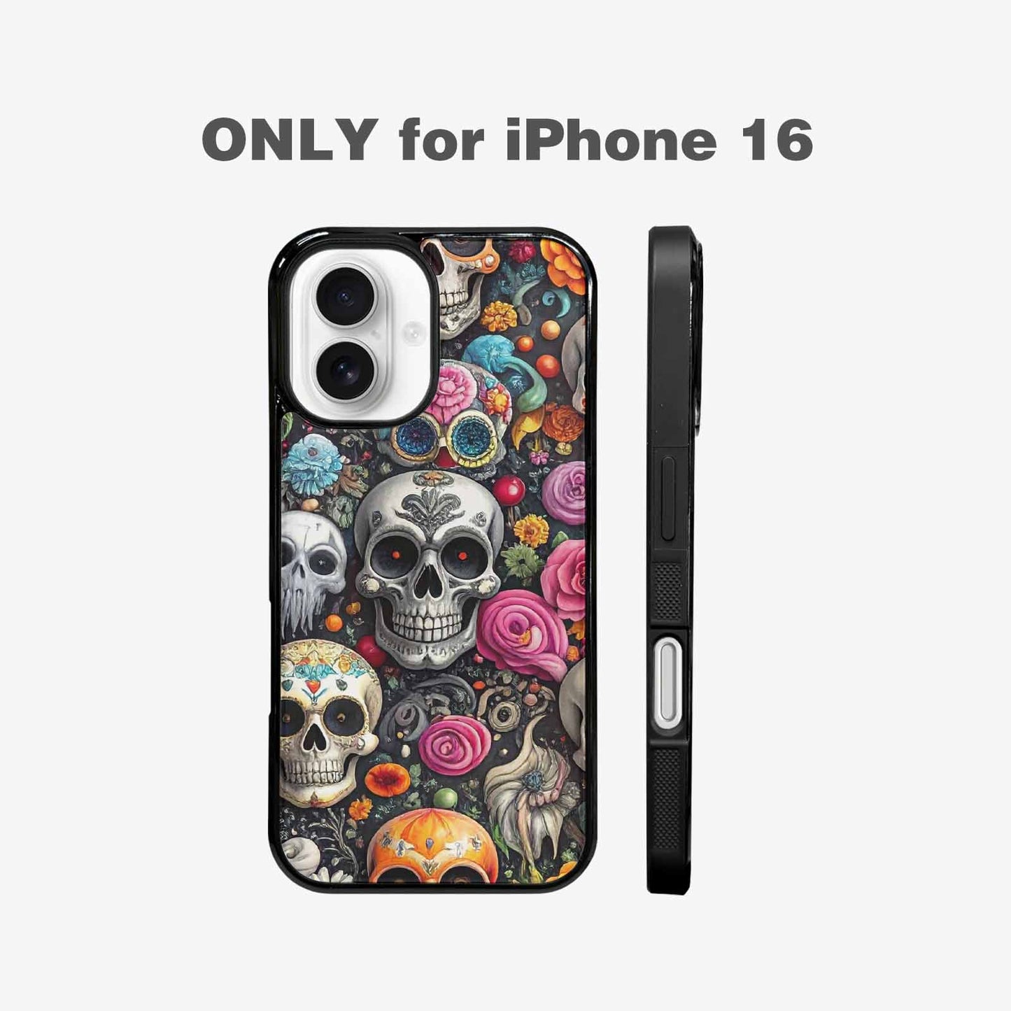 iPhone 16 Case — Greyscale Black And White Dark Black, Custom Phone Case