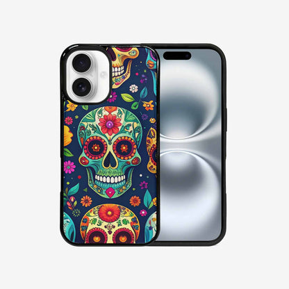iPhone 16 Case — Rainbow Sugar Skull Weave, Custom Phone Case
