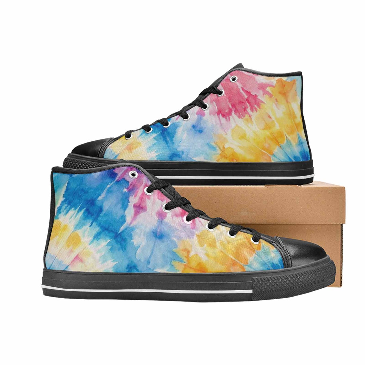 MEN'S Tie Dye Swirl High Top Canvas Vibrant Chaos Sneakers
