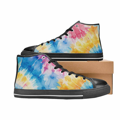 MEN'S Tie Dye Swirl High Top Canvas Vibrant Chaos Sneakers