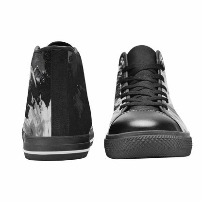WOMEN'S Tie Dye Acid Wash Black White High Top Canvas Cottagecore Custom Sneakers