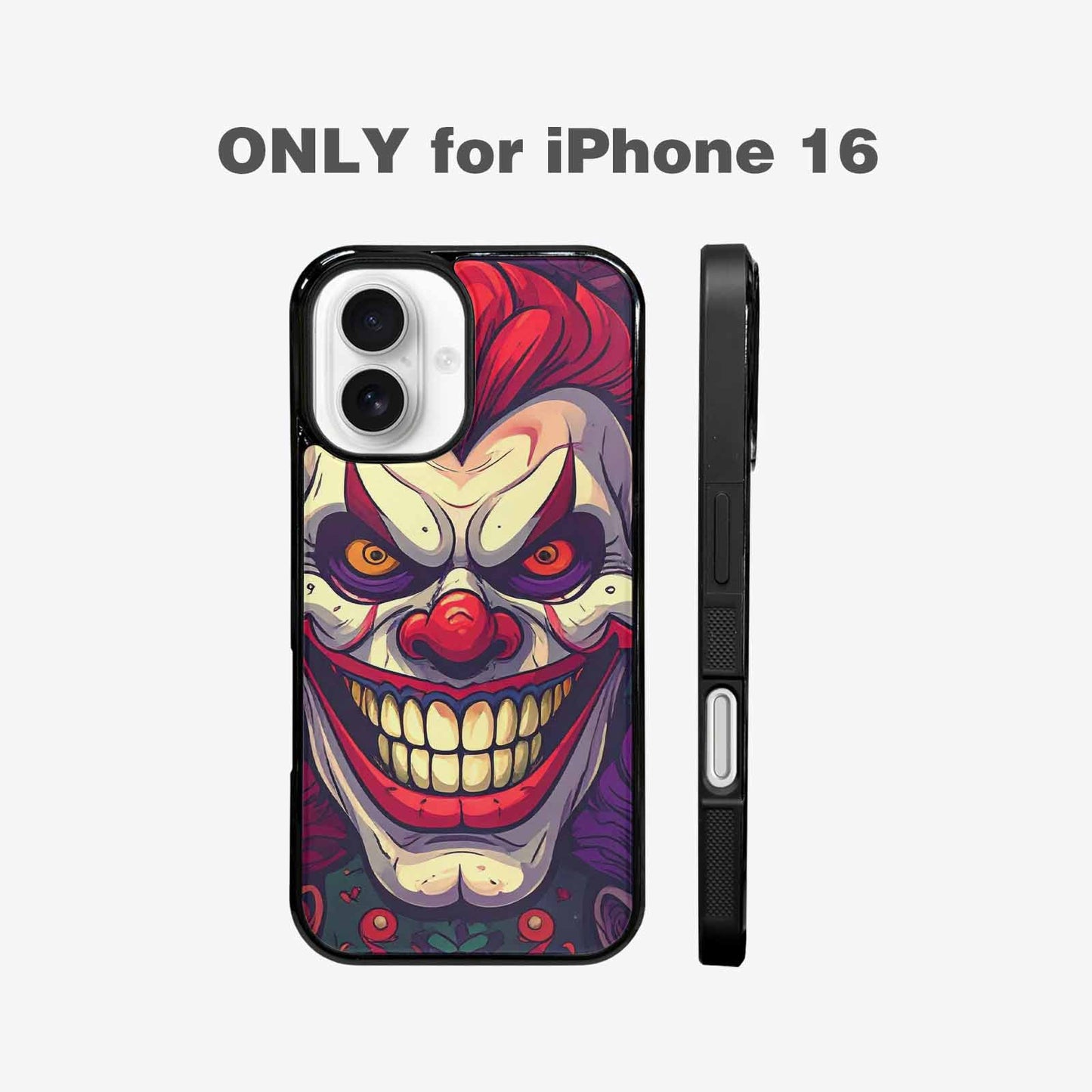iPhone 16 Case — Evil Circus Heads Faces Overlapping Patterns, Custom Made Phone Cover