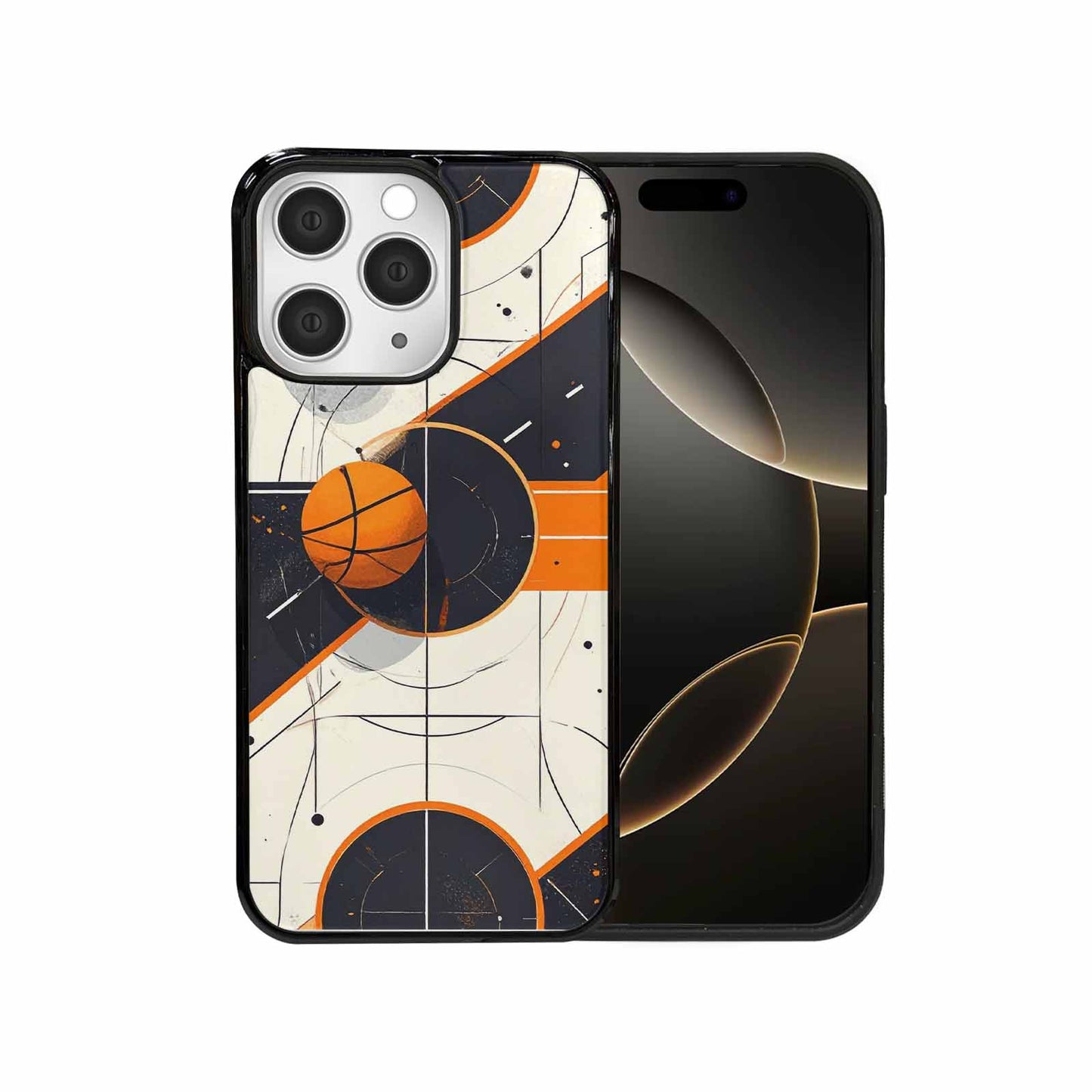 iPhone 15 Pro Max Case — Basketball Pattern Court Lines And Balls, Unique Phone Case Design