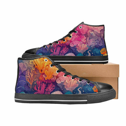 MEN'S Fish Scale Coral High Top Canvas Cottagecore Custom Shoes