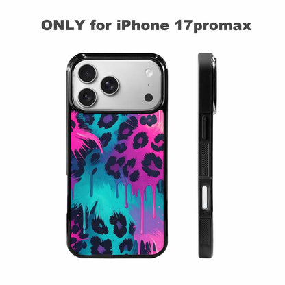 iPhone 17 Pro Max Case — Leopard Melting Neon Animal Print, Unique Phone Case Design