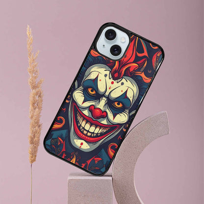 iPhone 15 Plus Case — Evil Circus Heads Faces Overlapping Patterns, Custom Print Case Cover