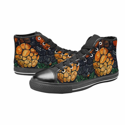 MEN'S Snake Skin Reptile High Top Canvas Vibrant Chaos Custom Shoes