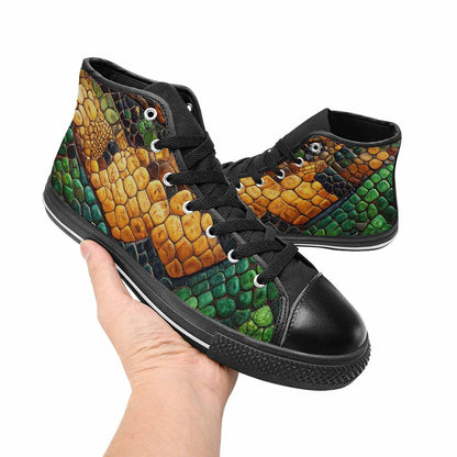 MEN'S Snake Skin Reptile High Top Canvas Neon Fantasy Shoes