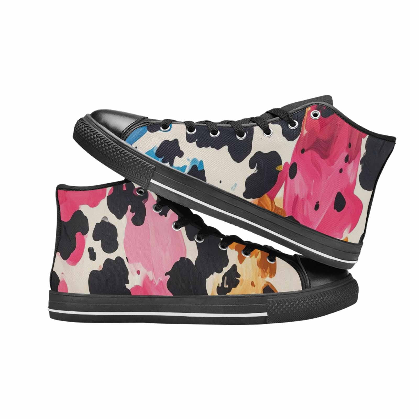 WOMEN'S Cow Animal Print High Top Canvas Vivid Shoes