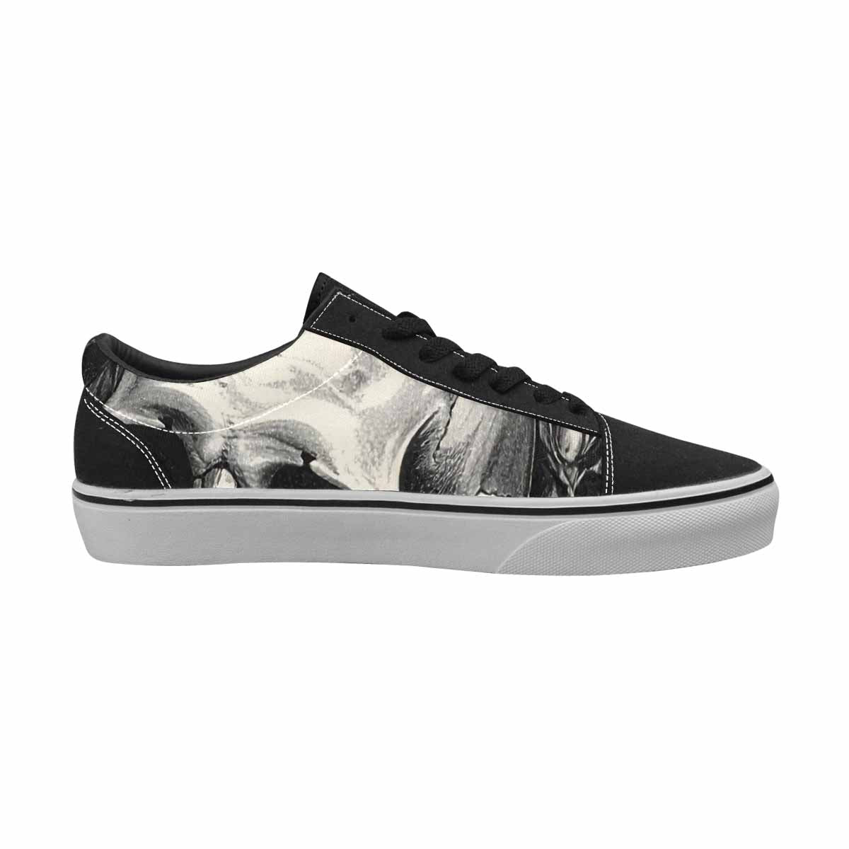 WOMEN'S Skulls Roses Pen Ink Canvas Lace-Up Aesthetic Custom Shoes