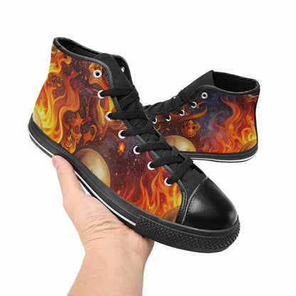 MEN'S Skulls - Flaming High Top Canvas Dreamcore Custom Shoes