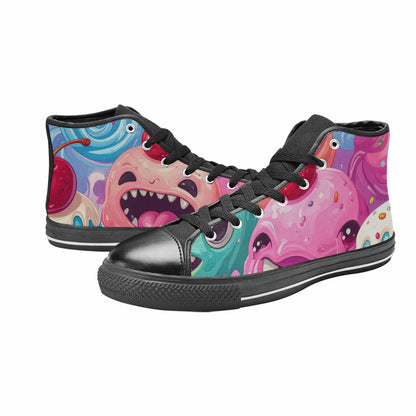 MEN'S Melting Icecream Monster Cherry High Top Canvas Wallpaper Art Sneakers