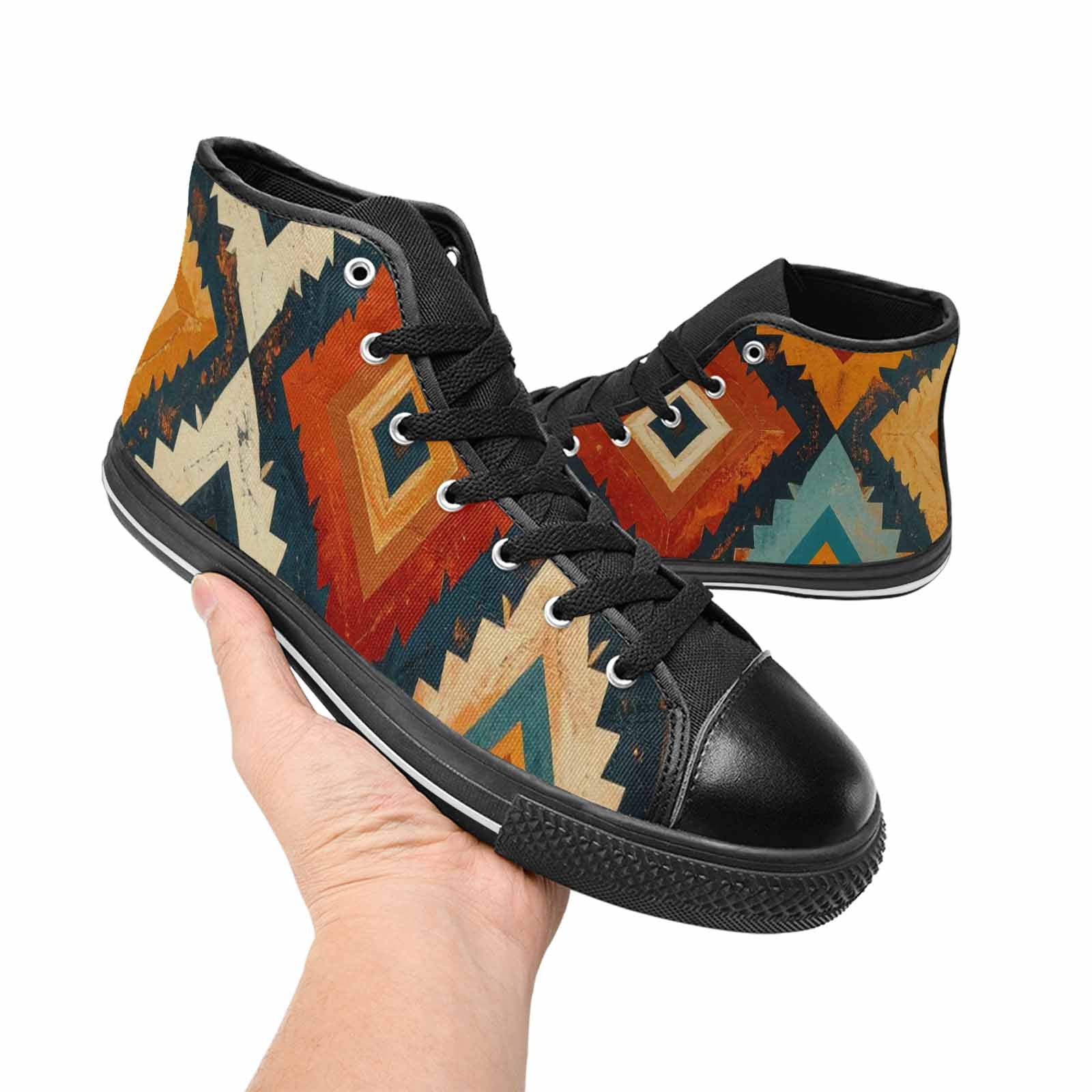 WOMEN'S Southwestern Geometric Diamond High Top Canvas Grunge Shoes