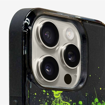 iPhone 16 Pro Case — Skeletons Neon Green Glow Skeletons Pattern, Personalized Phone Case