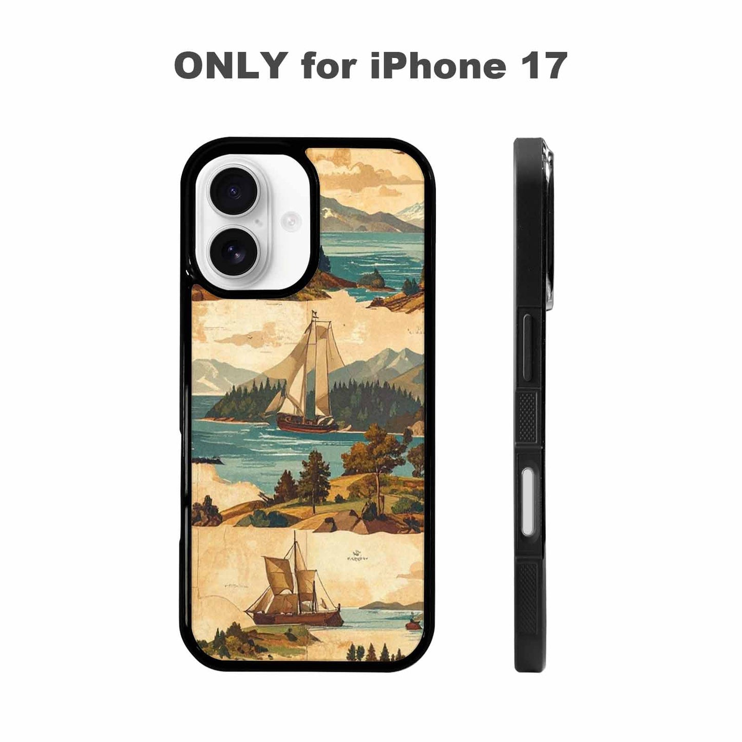 iPhone 17 Case — Vintage Travel Artwork Pattern Retro Vintage, Custom Printed Phone Case