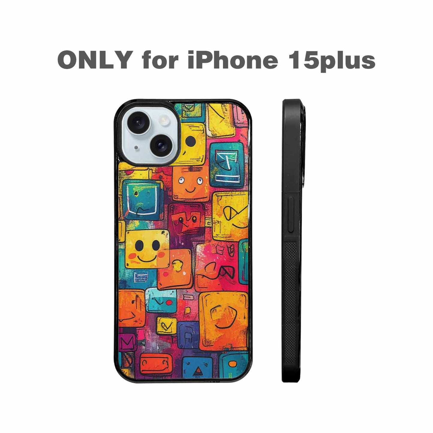 iPhone 15 Plus Case — Hand Drawn Icon Doodle Pattern Hundreds, Custom Phone Case