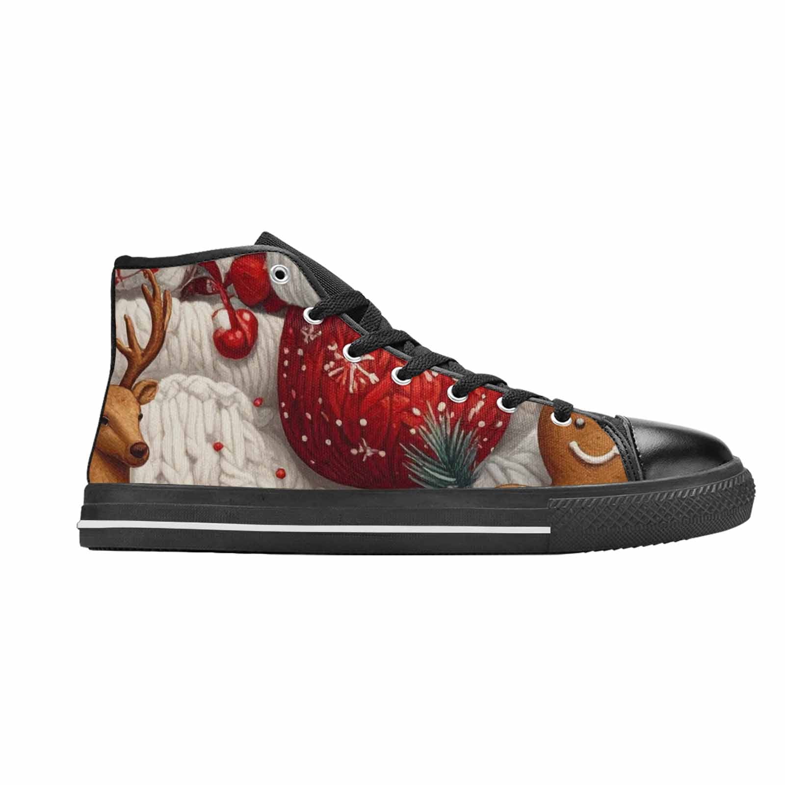 MEN'S Christmas Holly Snowflake High Top Canvas Dreamcore Custom Sneakers