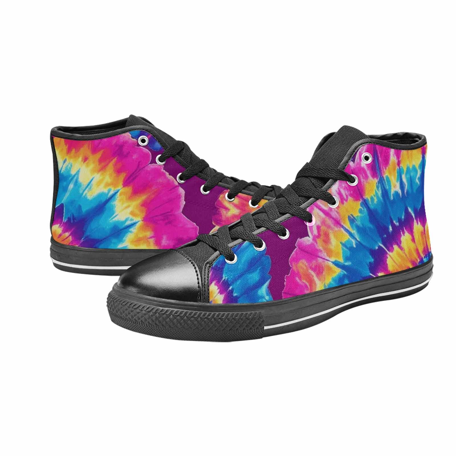 MEN'S Tie Dye Spiral High Top Canvas Wallpaper Art Custom Shoes