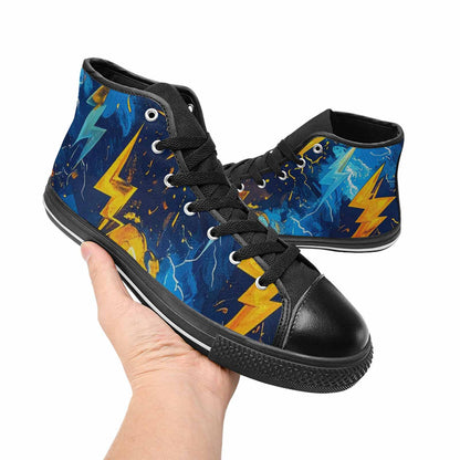 WOMEN'S Lightning Bolt High Top Canvas Grunge Sneakers