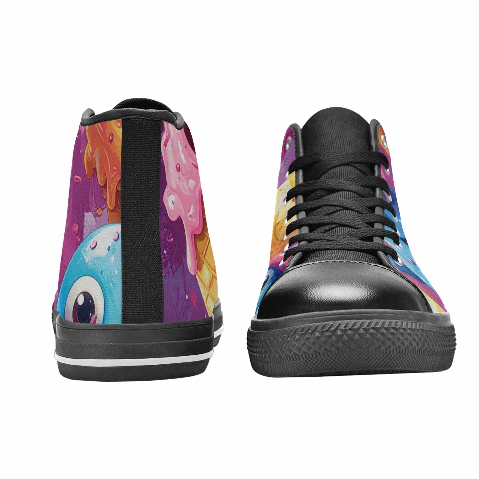 WOMEN'S Melting Icecream Cone Monster High Top Canvas Vibrant Chaos Custom Sneakers