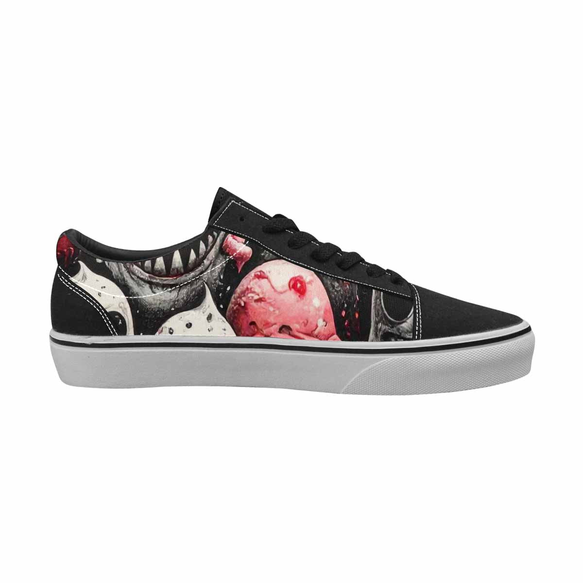 WOMEN'S Ice Cream Monsters (black Lace-Up Canvas Surreal Custom Shoes
