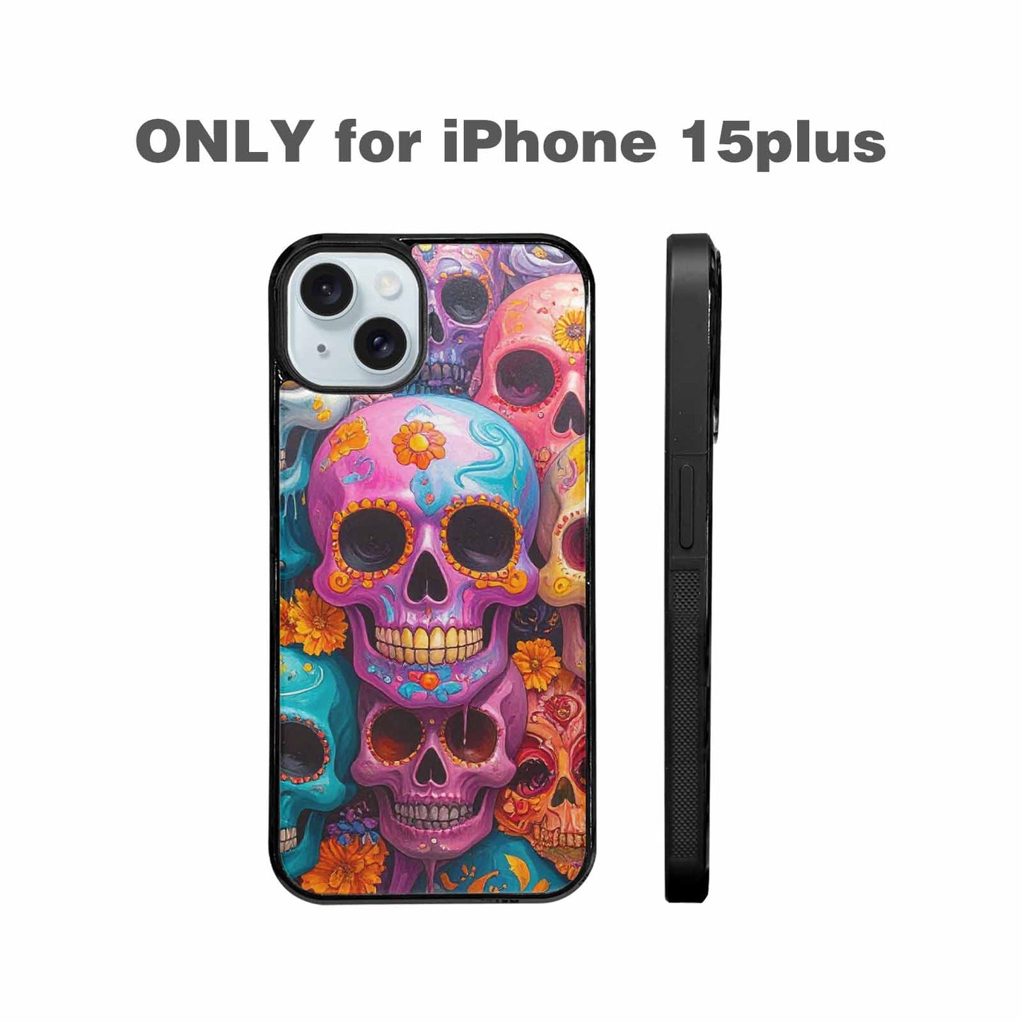 iPhone 15 Plus Case — Sugar Skullsmelting Sugar Skulls, Custom Printed Phone Case