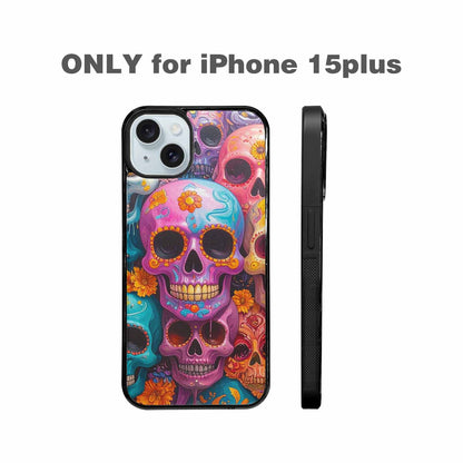 iPhone 15 Plus Case — Sugar Skullsmelting Sugar Skulls, Custom Printed Phone Case