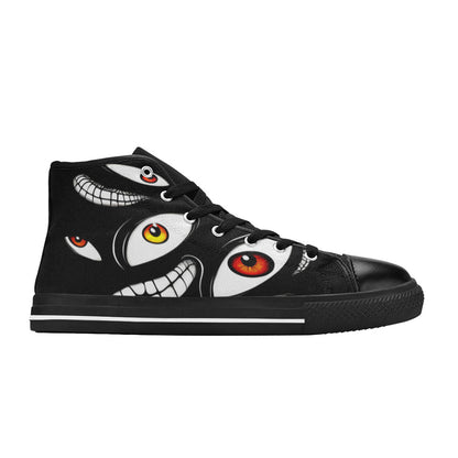 WOMEN'S Teeth Eyes High Top Canvas Grunge Shoes