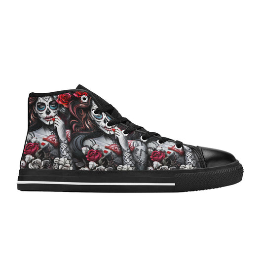MEN'S Sugar Skull Woman Rose High Top Canvas Dark Academia Shoes