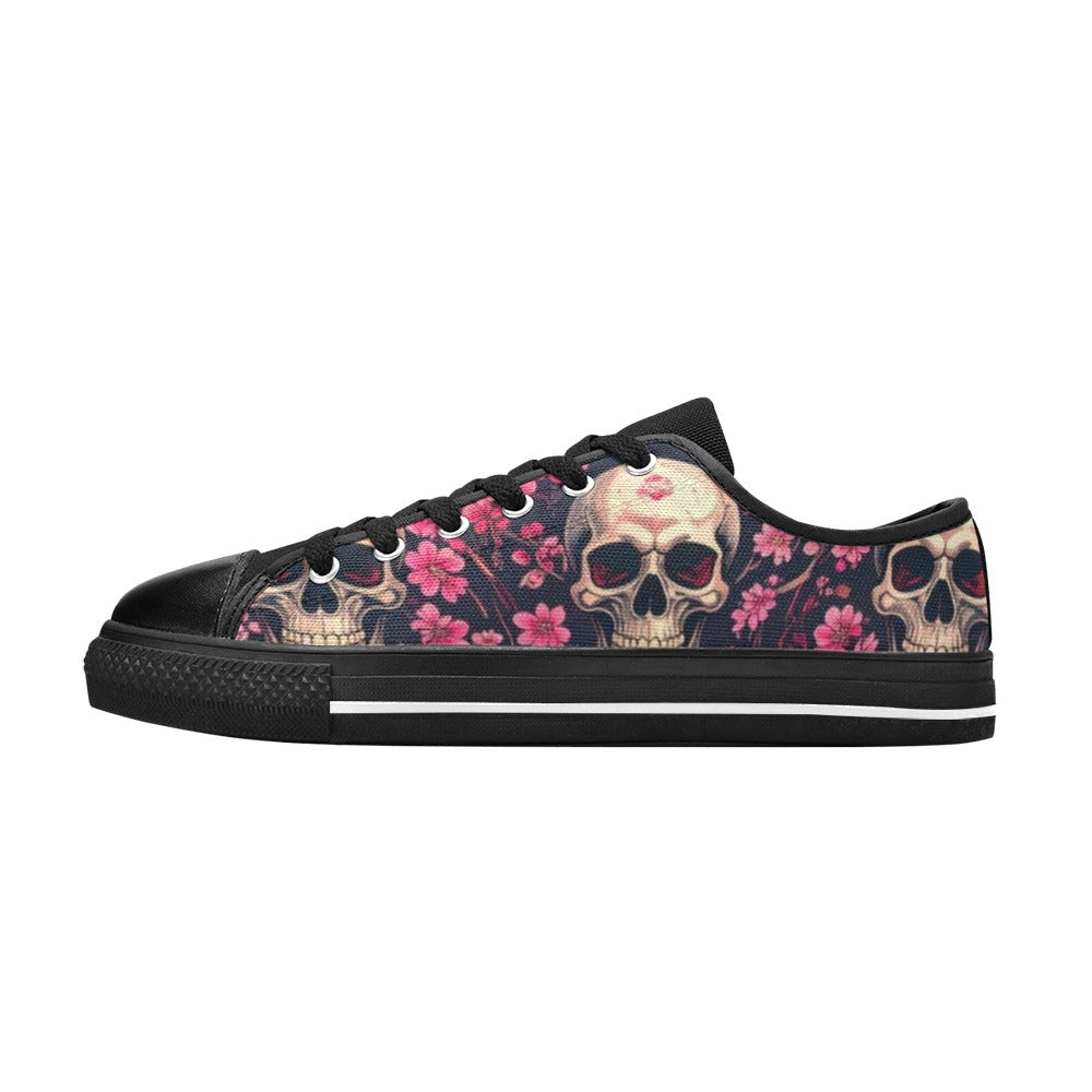 KIDS' Skull Cherry Blossom Low Top Canvas Dreamcore Sneakers
