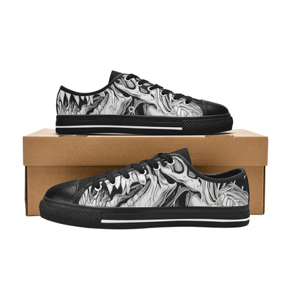 MEN'S Cc Demons Grey Canvas Grunge Custom Shoes
