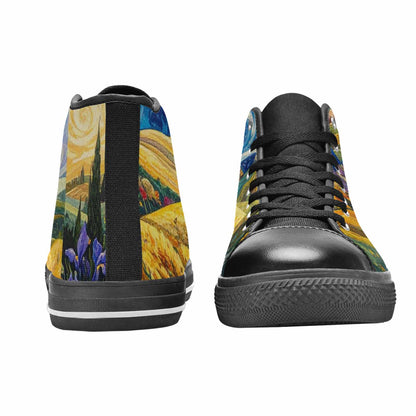 WOMEN'S Van Gogh-Style Swirl High Top Canvas Surreal Shoes