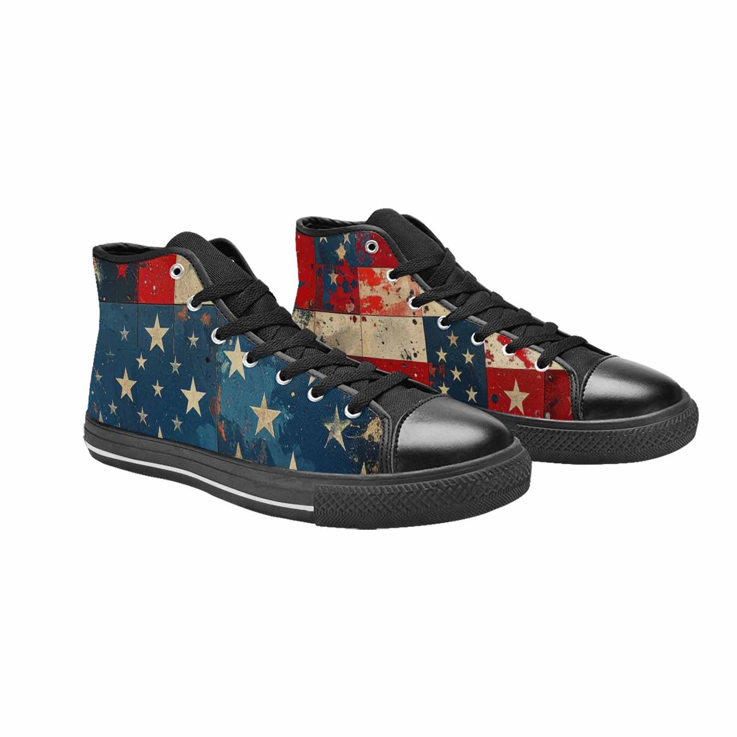 MEN'S American Flag Stars High Top Canvas Wallpaper Art Custom Shoes