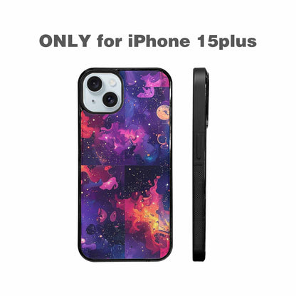 iPhone 15 Plus Case — Cosmic Creature And Object Mashup Pattern, Custom Print Case Cover